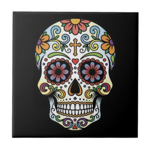 Azulejo Arte Pop Dia de los Muertos Calavera de Azúcar Cóm