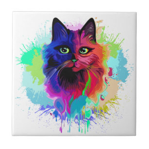 Azulejo Arte pop psicodélico para gatos