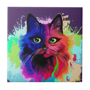 Azulejo Arte pop psicodélico para gatos