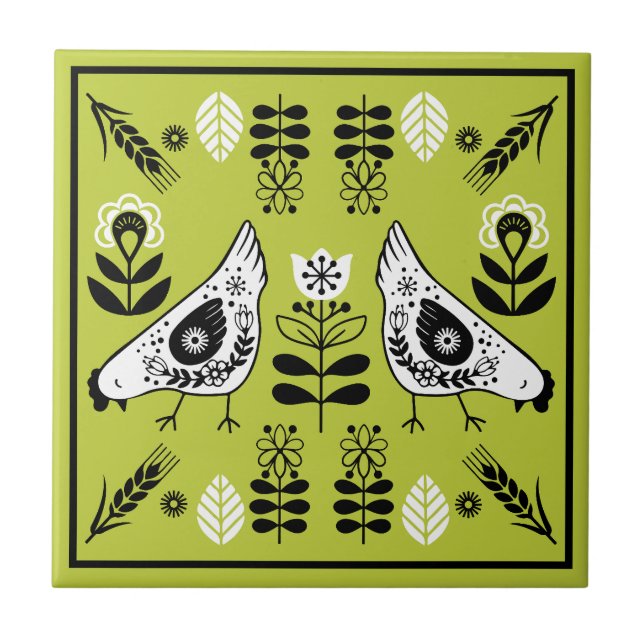 Azulejo Arte popular de Chicken Hen (Frente)