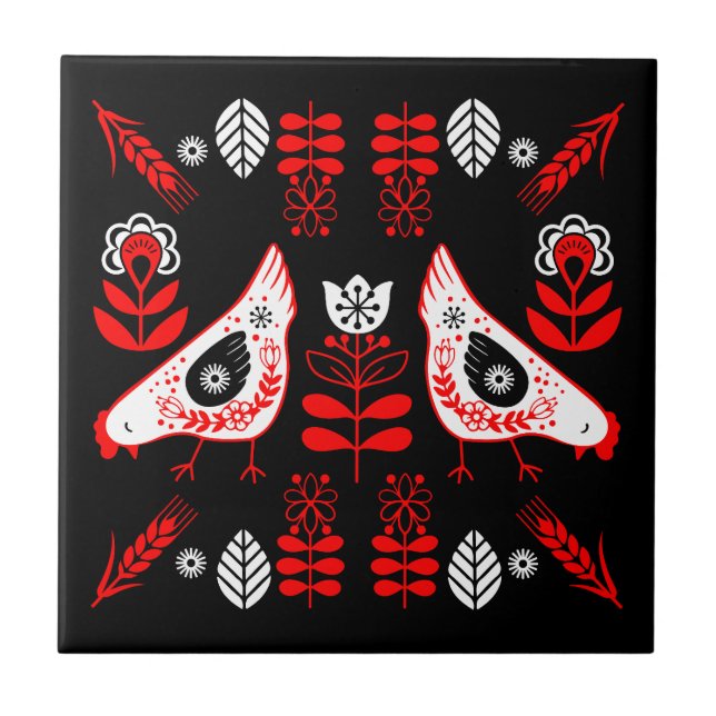 Azulejo Arte popular de Chicken Hen (Frente)