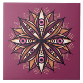 Azulejo Arte psicodélico de flores con ojos trippy y espel