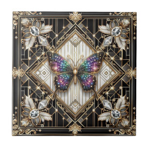 Azulejo Arte Retro Art Déco Nouveau Arcoíris Mariposa