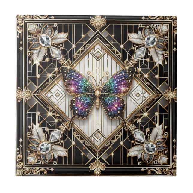 Azulejo Arte Retro Art Déco Nouveau Arcoíris Mariposa (Frente)