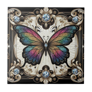 Azulejo Arte Retro Art Déco Nouveau Arcoíris Mariposa