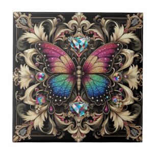 Azulejo Arte Retro Art Déco Nouveau Mariposa Arcoíris
