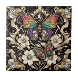 Azulejo Arte Retro Art Déco Nouveau Mariposa Arcoíris