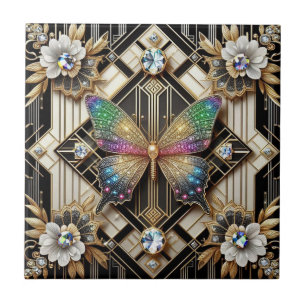 Azulejo Arte Retro Art Déco Nouveau Mariposa Arcoíris