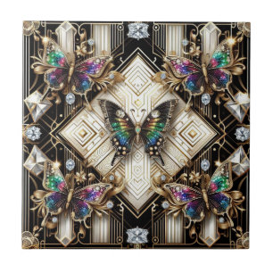Azulejo Arte Retro Art Déco Nouveau Mariposa Arcoíris