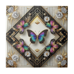Azulejo Arte Retro Art Déco Nouveau Mariposa Arcoíris