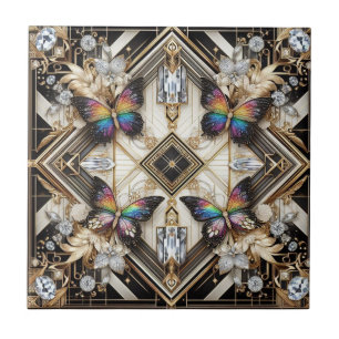 Azulejo Arte Retro Art Déco Nouveau Mariposa Arcoíris