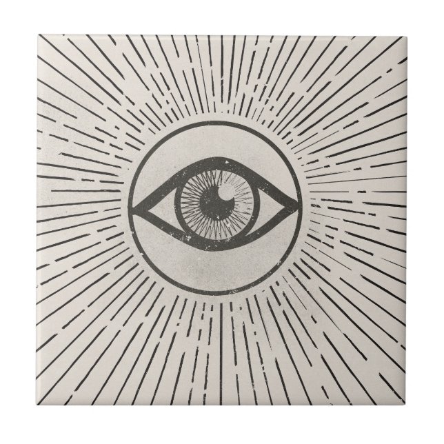 Azulejo Arte Retro Espacial del Ojo (Frente)