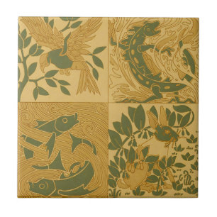 Azulejo Arte Retro Modernista Animal Estética de la Natura