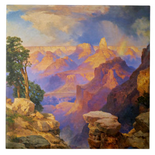Azulejo Arte Thomas Moran, Gran Cañón con Arcoiris