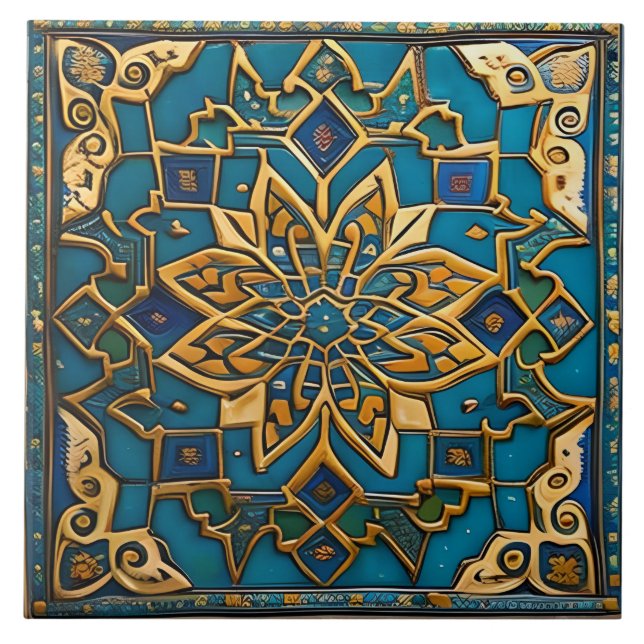 Azulejo Arte tradicional de cerámica azul y Naranja