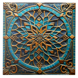 Azulejo Arte tradicional de cerámica de Azure y Naranja