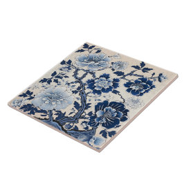 Azulejo Arte tradicional de flor de tinta azul en China