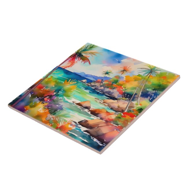 Azulejo Arte tropical acuático (Lado)