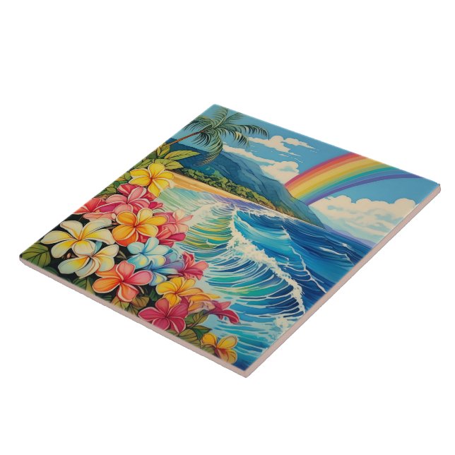 Azulejo Arte tropical de litografía de época (Lado)