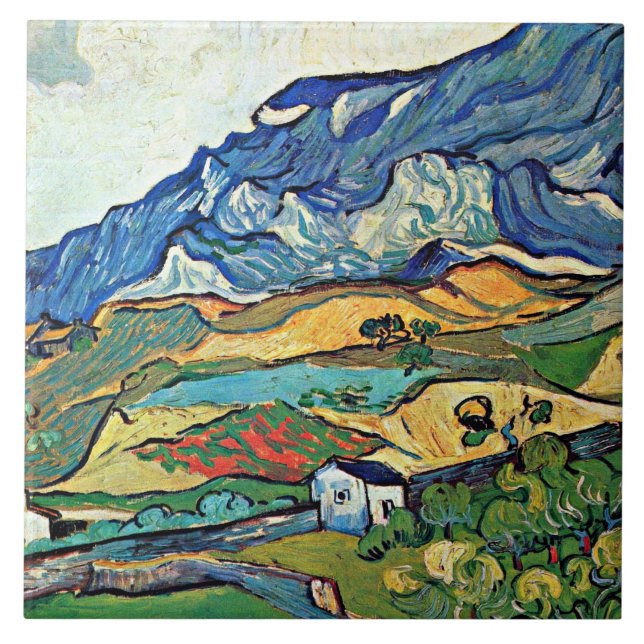 Azulejo Arte Van Gogh - Paisaje montañoso Les Alpilles, (Frente)