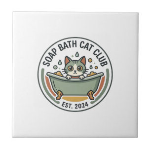 Azulejo Arte vectorial de gato de baño de jabón POD - Club