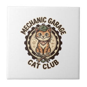 Azulejo Arte vectorial de gato de garaje mecánico - Gara d