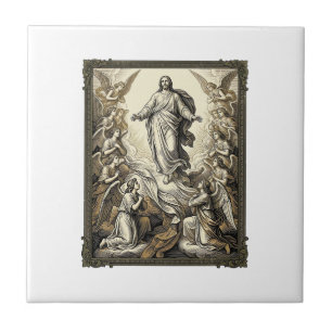 Azulejo Arte vectorial de grabado de ángel de ascensión vi
