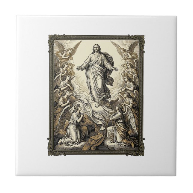 Azulejo Arte vectorial de grabado de ángel de ascensión vi (Frente)
