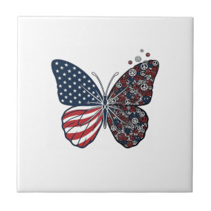 Azulejo Arte vectorial de mariposa de la paz patriótica vi