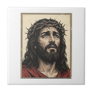 Azulejo Arte vectorial de retrato religioso de corona de e