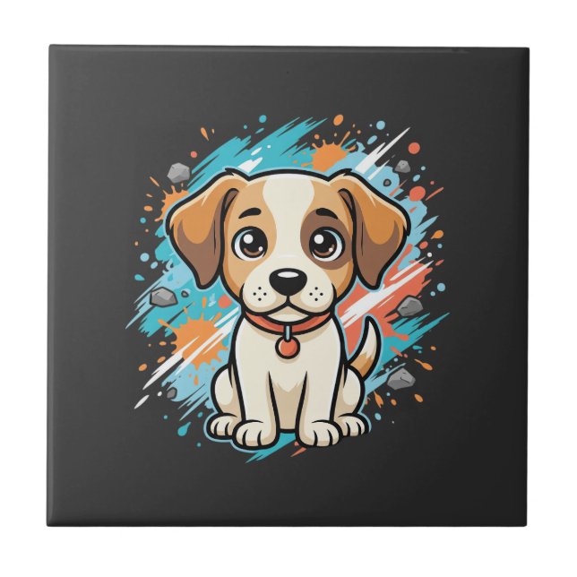Azulejo Arte vectorial de salpicadura de pintura de perro  (Frente)