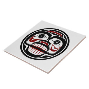 Azulejo Arte vectorial rojo y negro de nativo americano Ca