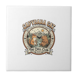 Azulejo Arte vectorial vintage de gato capibara capibara g
