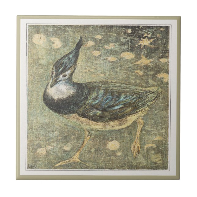 Azulejo Arte victoriano de Lapwing Bird (Frente)