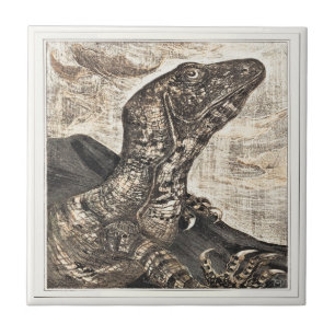 Azulejo Arte Victoriano Holandés Reptil Iguana