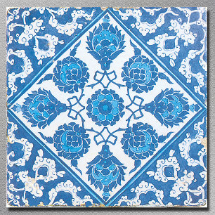 Azulejo Arte vintage azul y blanco de Delft
