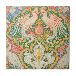 Azulejo Arte vintage de cacatúa y pavo real de Walter Cran