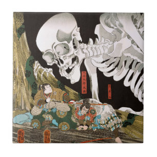Azulejo Arte vintage de Ukiyo-e Kuniyoshi Espectro de Esqu