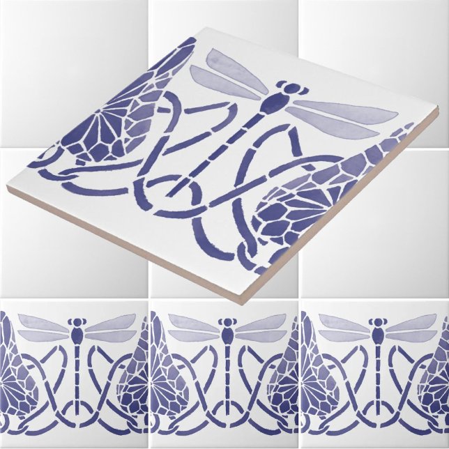Azulejo Artes Y Artesanías Frisas De Dragonetas Azules Y B (Subido por el creador)