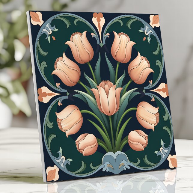 Azulejo Artes y artesanías Tulip Bouquet en un verde profu (Subido por el creador)