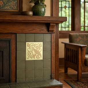 Azulejo Artes y Manualidades Estilo Craftsman Pájaro en Ár