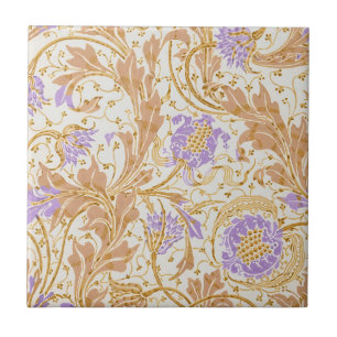 Azulejo Artes y Oficios Walter Crane Arte Floral Púrpura