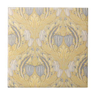 Azulejo Artes y Oficios Walter Crane Tulipanes Azules y Bl