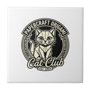 Azulejo Artesanía en Papel Origami Gato Divertido Gráfico 