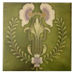 Azulejo Artesano floral de la mayólica de Nouveau Deco de