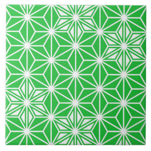 Azulejo Asanoha japonés o patrón estelar, verde jade
