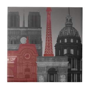 Azulejo Ascensos de París por la noche - Rojo