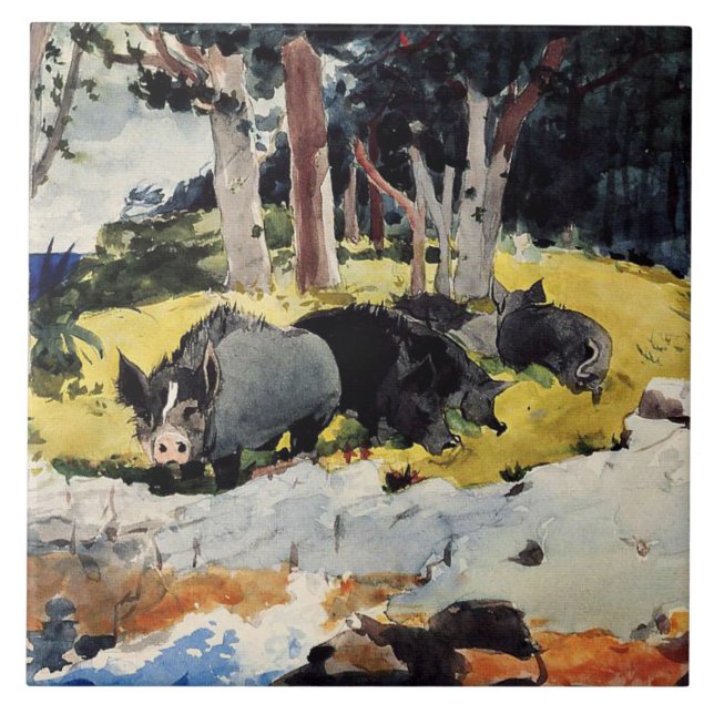 Azulejo Asentamientos de Bermudas, una pintura de Winslow  (Frente)