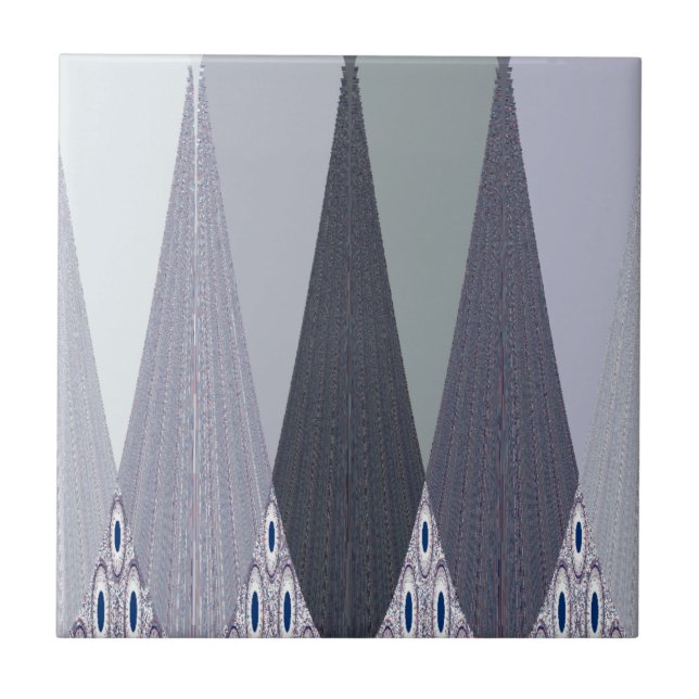 Azulejo Ash Gray Chevron Dots Art Print (Frente)
