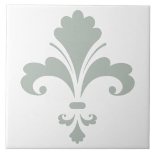 Azulejo Ash Gray Fleur de lis
